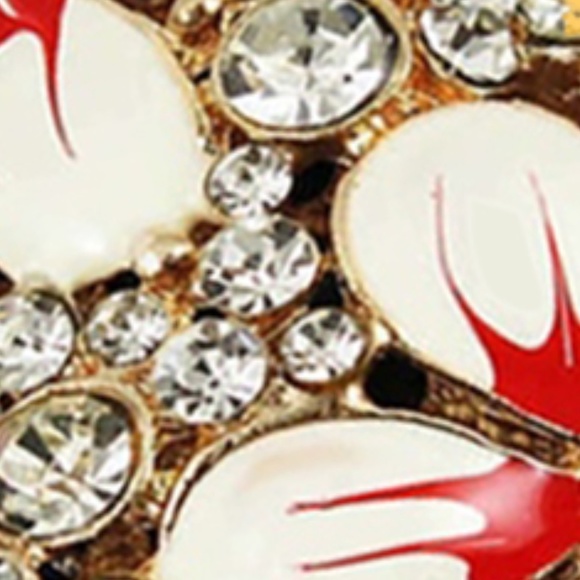 White crystal enamel Heart Pendant Necklace-Bohemian Floral-Unique - Picture 7 of 7